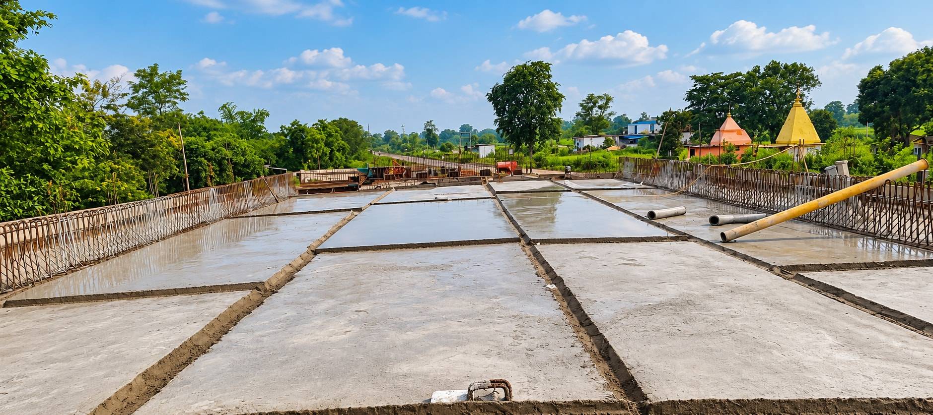 Bridge deck slab cast in panels on the NH-76 railway over bridge